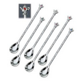 6 Piece Set Silver Plated Teapot Ice Tea Spoon w/ Austrian Crystal Accent